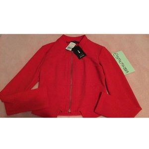 Red zipper blazer jacket